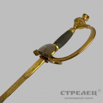 фото — шпага прусская пехотная офицерская с украшенным клинком, 19 век